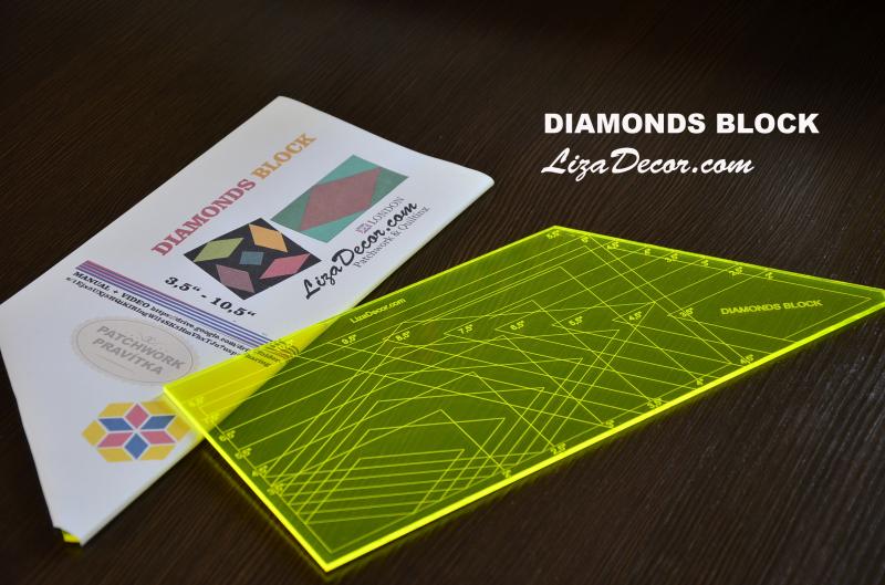 Patchworkové pravítko Diamonds Block - Diamant blok (Gold Edice)