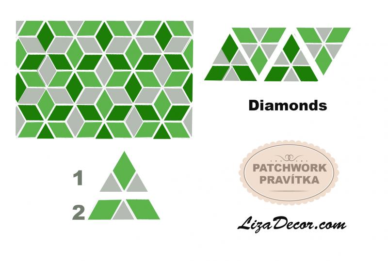 Patchwork Ruler Diamonds 8,5 inch NEON