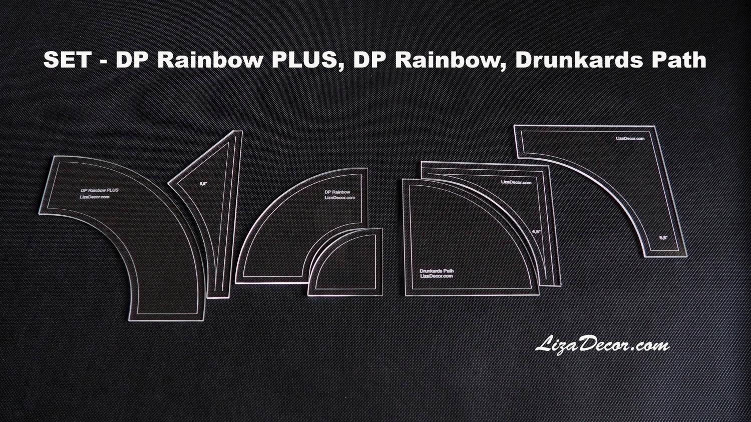 Set Patchworkových šablon DP Rainbow, DP Rainbow PLUS a Drunkards Path