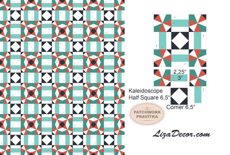Patchwork Lineale Kaleidoscope Half Square 