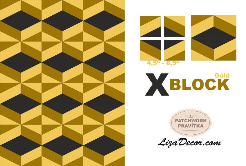 Patchwork Schablone X Block Small Gold
