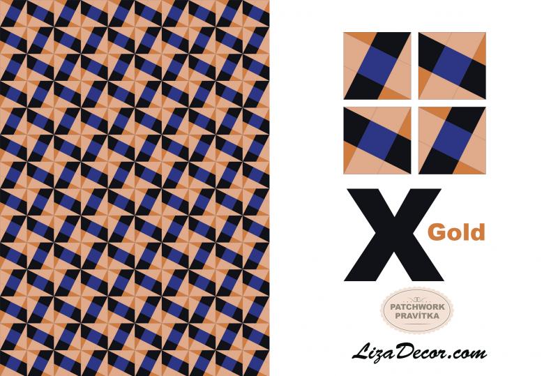 Patchwork Schablone X Block Small Gold